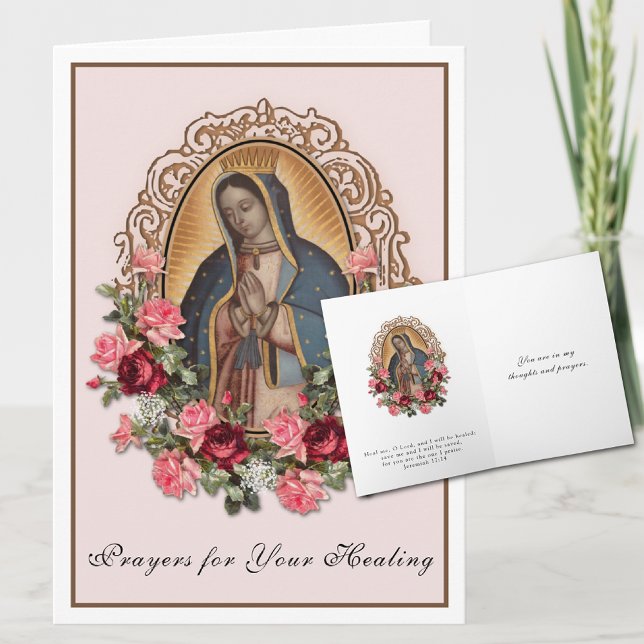 Senhora Religiosa de Guadalupe por Cartão de Cura (Our Lady of Guadalupe Healing Prayer Greeting Get Well card)