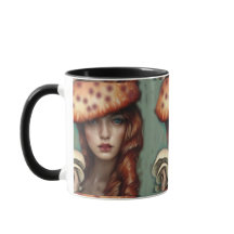 senhora retrô cogumelo trippy amor xícara de café