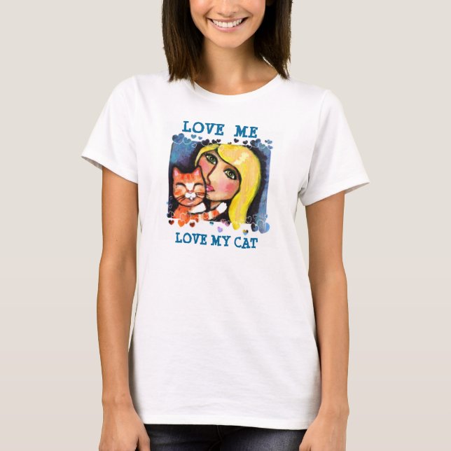 Senhora T-shirt do gato & do louro (Frente)