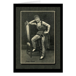Senhora Tattooed vintage Cartão ou cartão