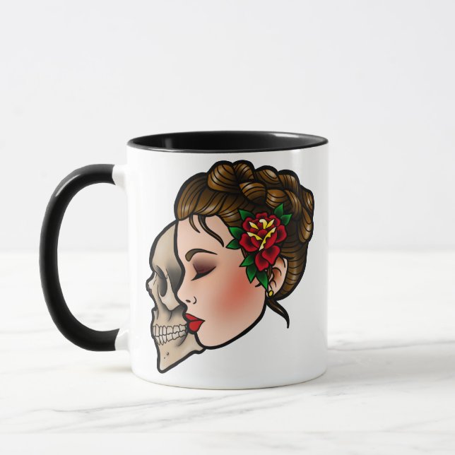 Senhora tradicional HeadCoffee Caneca do tatuagem (Esquerda)