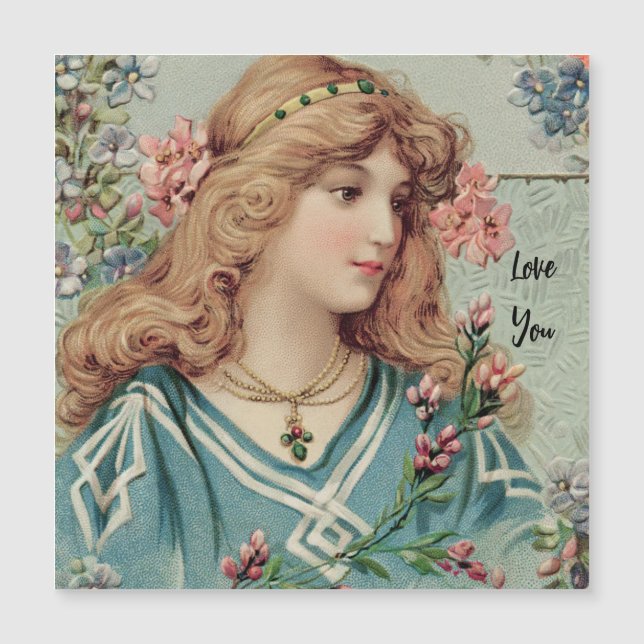 Senhora Vitoriana com Flores Rosa no Cabelo (Frente)