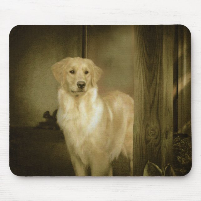 Senhora Waiting de Mousepad do golden retriever (Frente)