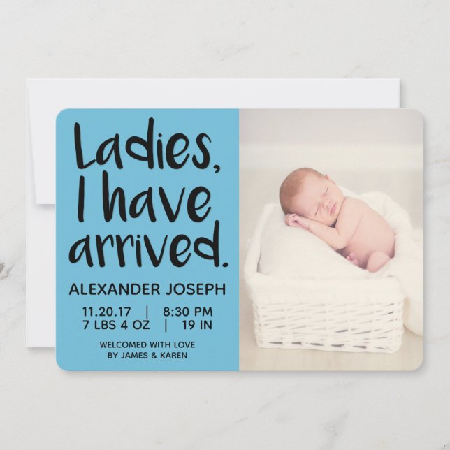 Senhoras, cheguei ao anúncio de nascimento masculi (Frente)