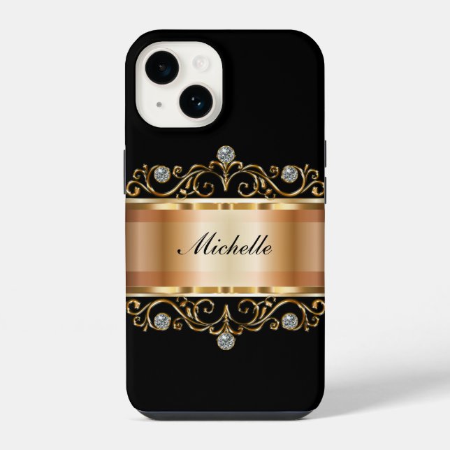 Senhoras Clássicas Monograma Bling capas de iphone (Verso)