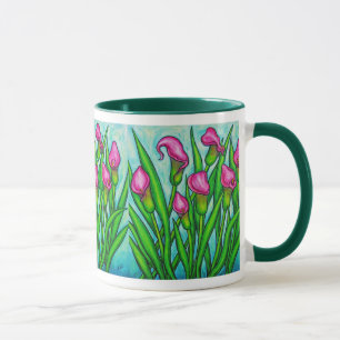 Senhoras cor-de-rosa - caneca de café do lírio de