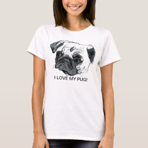 Senhoras "eu amo t-shirt do meu Pug"