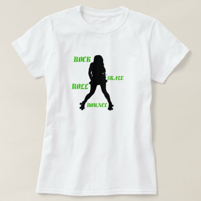 Senhoras Rochedo Roll Skate Salta Camisa - Verde (Frente do Design)