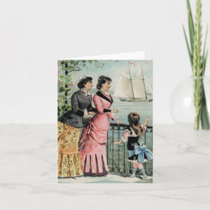 Senhoras Vintage, Garota, Cartão de Aviso de Vela
