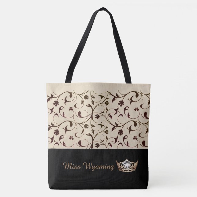 Senhorita América Dourada Coroa de Tote Bag Brown  (Frente)