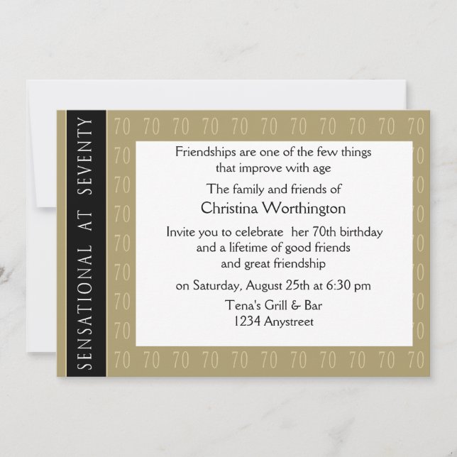 Sensacional no convite de festas 70 (Frente)