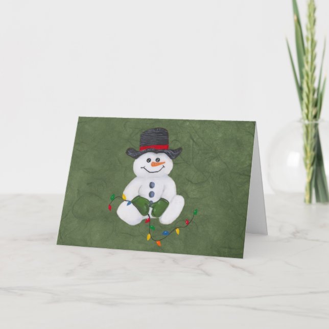 Sentado Cartão de Natal Snowman (Frente)