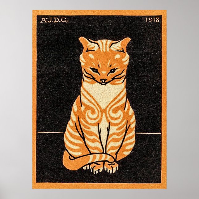 Sentado gato por Julie de Graag Poster (Frente)