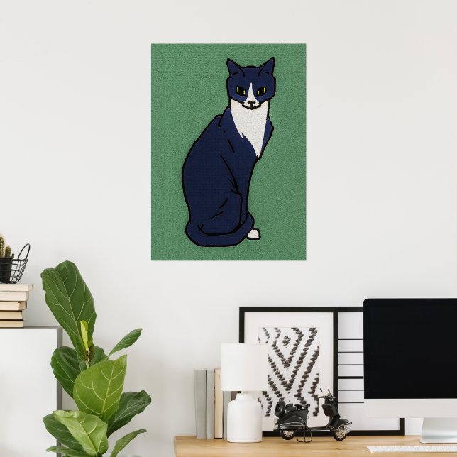 Sentado gato por Julie de Graag Poster (Escritório em casa)
