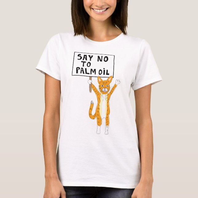 Sente-se no Palm Oil T-Shirt cat (Frente)