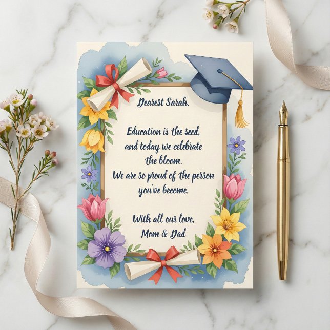 Sentimental Floral Watercolor Poem Graduation Card (Criador carregado)