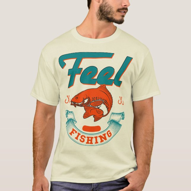 Sentir a pesca do T-Shirt Básico Masculino (Frente)