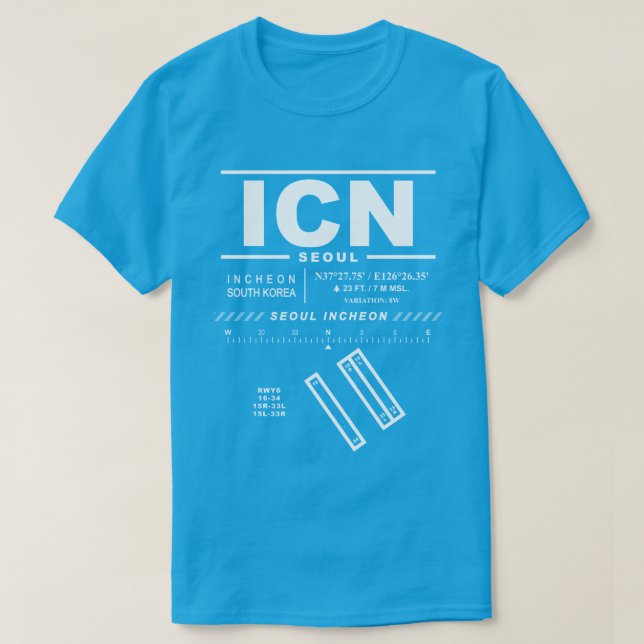 Seoul Incheon Aeroporto Internacional ICN T-Shirt (Frente do Design)