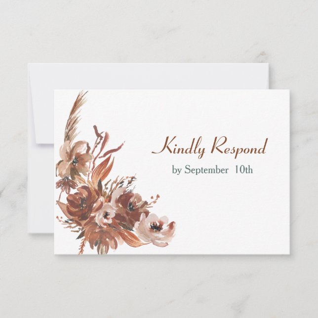 Sepia Autumn Floral Wedding RSVP (Frente)