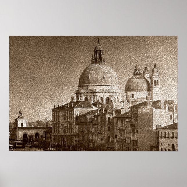 Sepia - Efeito do Papel Venice Grande Canal Poster (Frente)