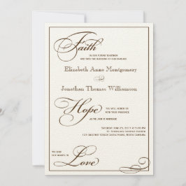 Sepia Faith Hope Curva Convite De Casamento
