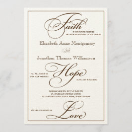 Sepia Faith Hope Curva Convite De Casamento