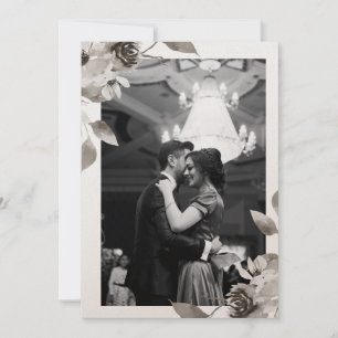 Sepia Floral Foto Watercolor Convite Para Casament