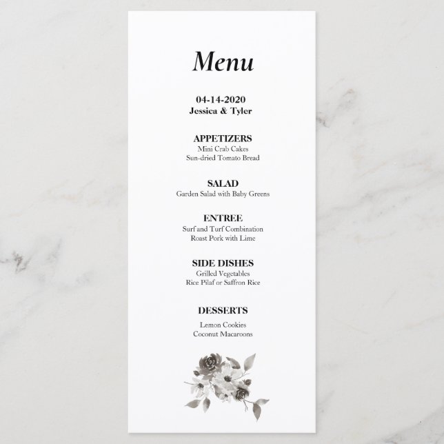 Sepia Watercolor Weding ou Event Menu (Frente)