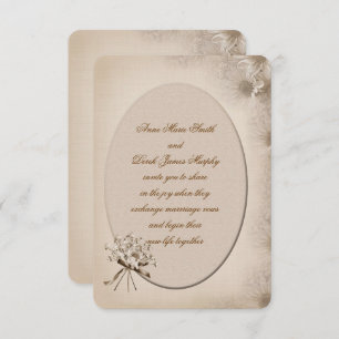Sepia Wedding Daisy Border Convite