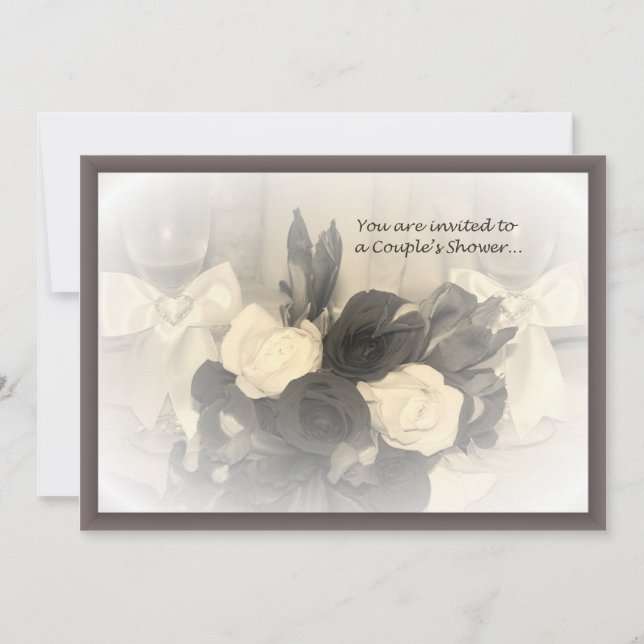 Sepia Winglasses e convite do casal das flores (Frente)