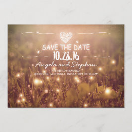 sequência de luzes com cartões salve a data rústic