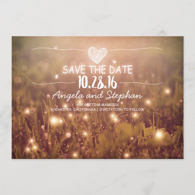 sequência de luzes com cartões salve a data rústic (Frente)