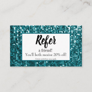 Sequência Teal Sparkly Cartão de Referência Person