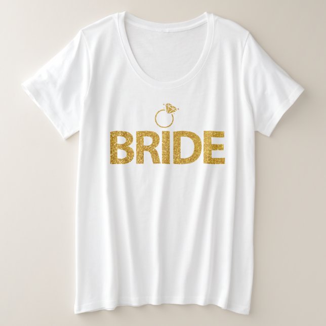 Sequências Douradas de Bride Faux com T-Shirt de T (Frente do Design)