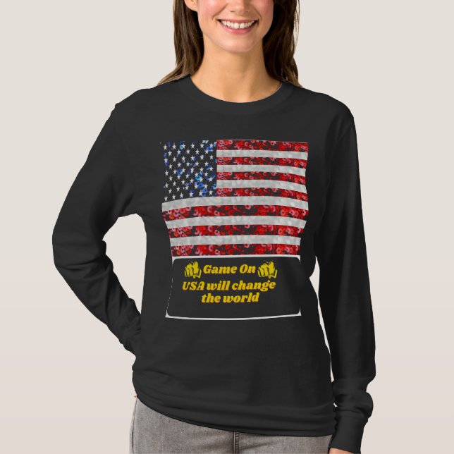 Sequin American Flag T-shirt EUA (Frente)