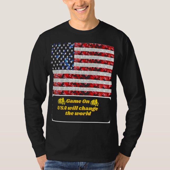 Sequin American Flag T-shirt EUA (Frente)