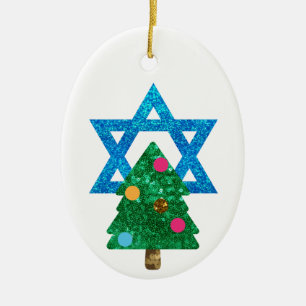 sequin christmukkah hanukkah — ornamento cerâmico