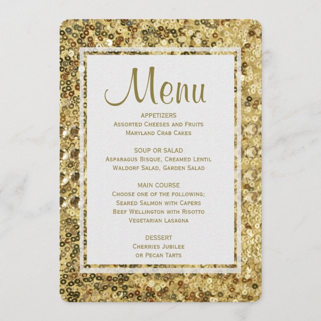 Sequins do ouro do menu | do comensal (Frente)