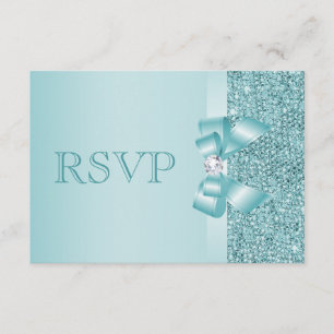 Sequins impressos cerceta que Wedding RSVP