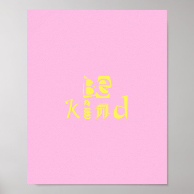 ser gentil com arte poster rosa e amarelo (Frente)
