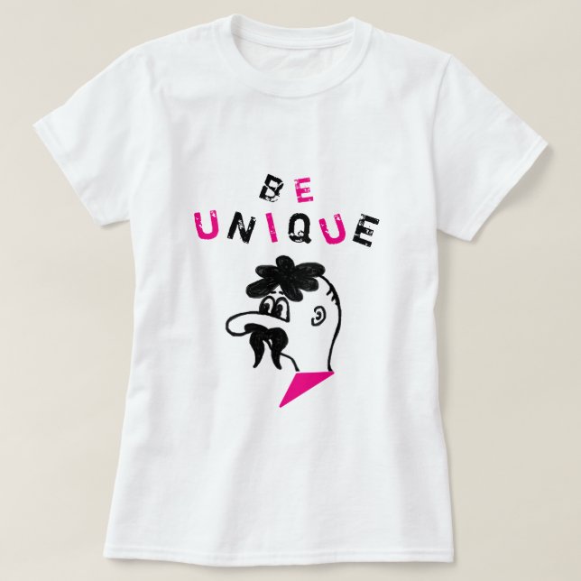 Ser Único Texto T-Shirt DiferenteHomens de bigode  (Frente do Design)