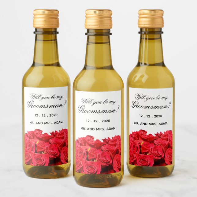 Será Meu Padrinho Rosas Vermelhas Mini (Garrafas)