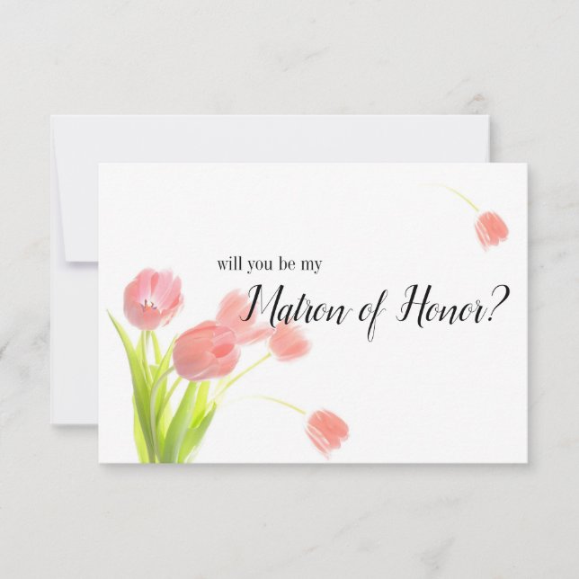 Será Minha Madrinha de Honra Tulipas Rosa Suave (Frente)