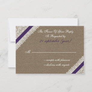 Serapilheira e laço do FALSO com rsvp roxo 3,5 x 5