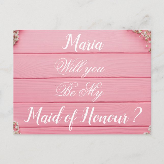 Serás minha Dama de Honra convite de casamento (Frente)