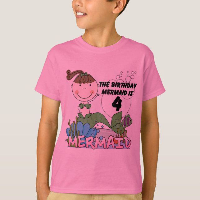 Sereia 4º aniversário T-shirts e presentes (Frente)