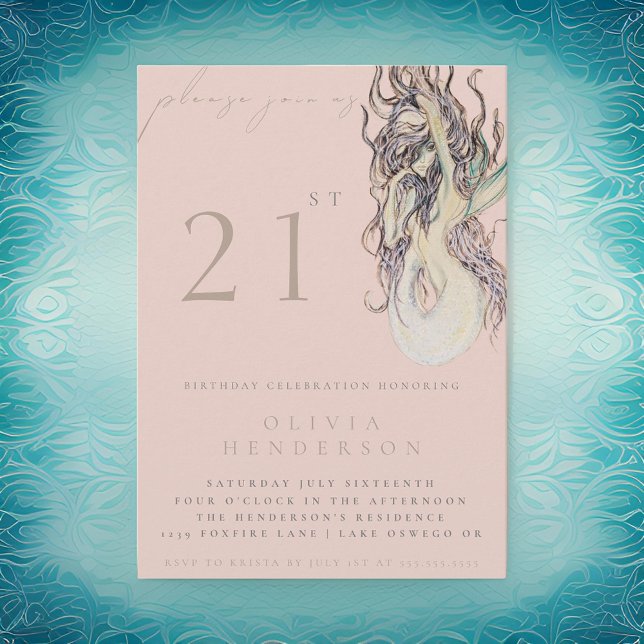 Sereia Adulta QUALQUER Convite de aniversário (Criador carregado)