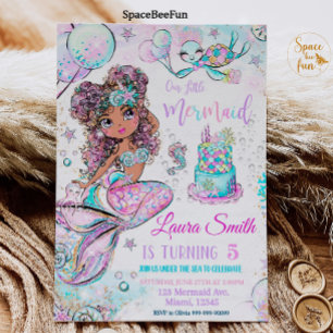 Sereia Aniversário Convite Unicórnio Sereia Negra