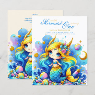 Sereia Aniversário de 1 ano ou EDITAR IDADE Azul O