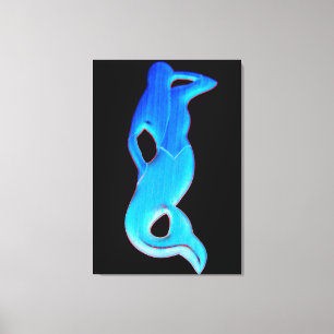 sereia azul da vigia em canvas pretas